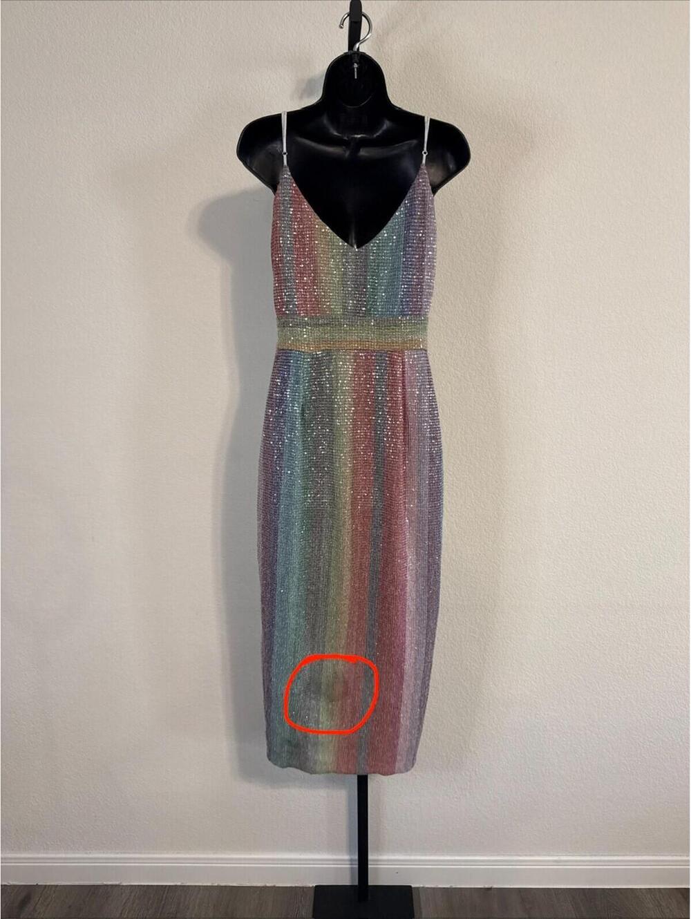 SAYLOR Rainbow Meghan Sequin Mini Dress Spaghetti Straps - MED **FLAWED** - Picture 13 of 13